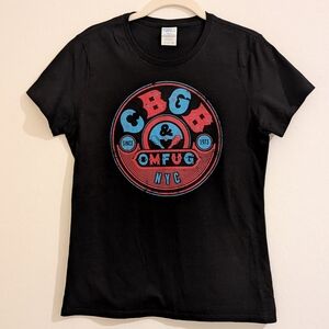 CBGB Omfug Home Of Underground Rock Logo Ladies Black T-shirt SZ S